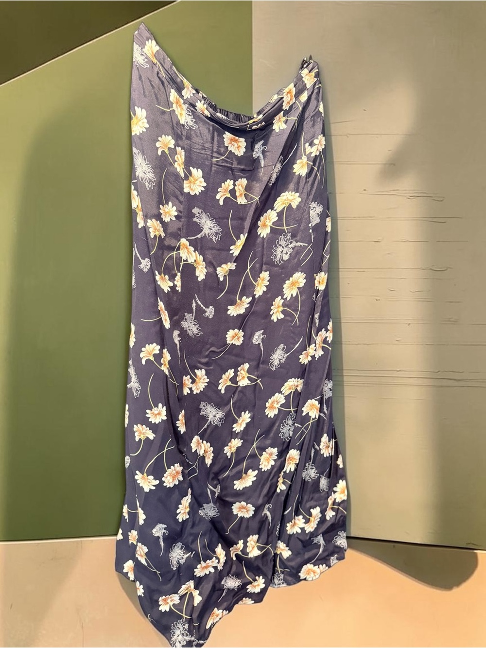 Floral Maxi Skirt - Navy with White & Yellow Daisies